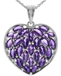 Fine Jewelry Genuine Purple Amethyst Sterling Silver Heart Pendant