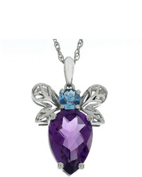 Fine Jewelry Lab Created Amethyst And Simulated Blue Topaz Beetle Sterling Silver Pendant Necklace