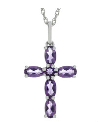 Fine Jewelry Lab Created Amethyst Sterling Silver Cross Pendant Necklace