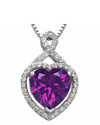 Fine Jewelry Lab Created Purple And White Sapphire Heart Pendant Necklace