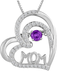 Fine Jewelry Love In Motion Genuine Amethyst Lab Created Sapphire Sterling Silver Pendant