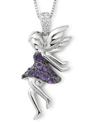 Fine Jewelry Sterling Silver Amethyst Diamond Accent Fairy Pendant V