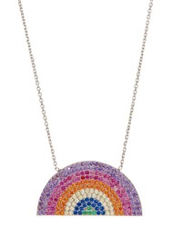 Gabcos Designs Sterling Silver Cz Accented Rainbow Necklace