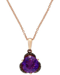 EFFY Lavender Rose 14kt Rose Gold And Amethyst Pendant Necklace With Brown Diamond Accents