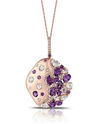 Marco Moore Diamond Amethyst And 14k Rose Gold Necklace