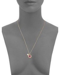Michael Kors Michl Kors Purple Mother Of Pearl Crystal Logo Pendant Necklace