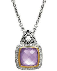 Lord & Taylor Quartz Diamond And Sterling Silver Pendant Necklace