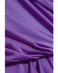 Balenciaga Gathered Satin Jersey Peplum Top Purple