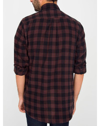 American Apparel Check Plaid Flannel Long Sleeve Button Up With Pocket
