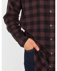 American Apparel Check Plaid Flannel Long Sleeve Button Up With Pocket