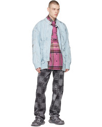 We11done Pink Check Wool Flannel Shirt