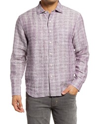 Tommy Bahama Ventana Plaid Linen Button Up Shirt In Dk Purple At Nordstrom