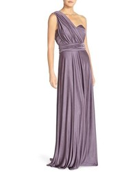 Purple Pleated Evening Dress