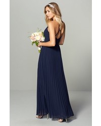 LuLu*s Lulus Plunging V Neck Pleat Georgette Gown