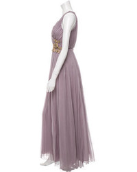 Blumarine Pleated Silk Evening Gown