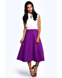 Purple Pleated Midi Skirt