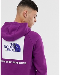 The North Face Raglan Red Box Hoodie In Purple