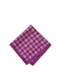 Neiman Marcus Diamond Print Silk Pocket Square Purple