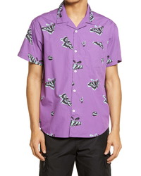 Obey Butterfly Slim Fit Short Sleeve Button Up Shirt