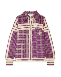 Purple Print Silk Dress Shirt