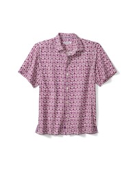 Purple Print Silk Short Sleeve Shirt