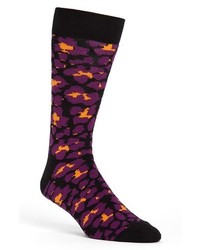 Happy Socks Animal Pattern Socks Black Purple One Size