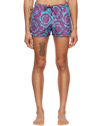 Versace Underwear Blue Purple Barocco Swim Shorts