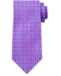 Charvet Cutout Print Silk Tie Purple