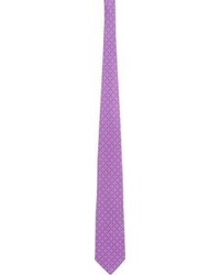 Barneys New York Medallion Print Satin Necktie Purple