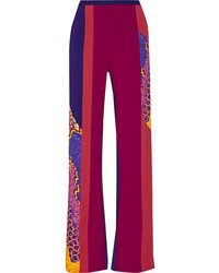 Peter Pilotto Os Color Block Printed Stretch Wool Wide Leg Pants