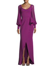 Purple Ruffle Evening Dress