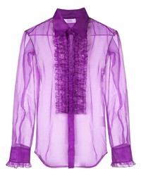 Purple Ruffle Long Sleeve Shirt