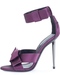 Tom Ford Bow Satin Ankle Strap 105mm Sandal Purple