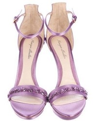 Monique Lhuillier Satin Embellished Sandals