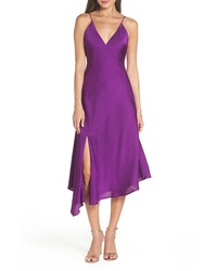 Purple Satin Midi Dress