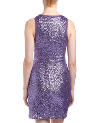 Ali Ro V Neck Ruched Sequin Dress Electric Purple
