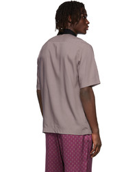 Dries Van Noten Purple Black Viscose Short Sleeve Shirt