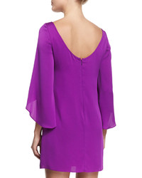 Milly Butterfly Sleeve Stretch Silk Dress