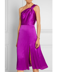 Cushnie et Ochs One Shoulder Silk Charmeuse Dress Purple