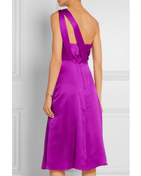 Cushnie et Ochs One Shoulder Silk Charmeuse Dress Purple