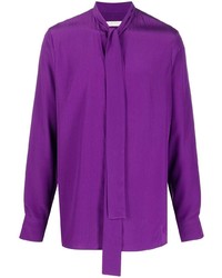 Purple Silk Long Sleeve Shirt