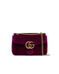 Gucci Fuchsia Marmont Medium Velvet Quilted Bag