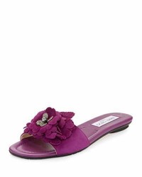 Purple Suede Flat Sandals