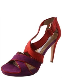 Diane von Furstenberg Purple Red Jodi Suede Pump Sandals 95