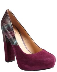 Belle by Sigerson Morrison Deep Purple Suede And Snakeskin Embossed Leather Tryla Pumps