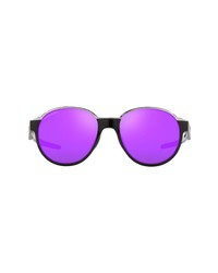 Oakley 53mm Round Sunglasses In Polished Blackprizm Violet At Nordstrom