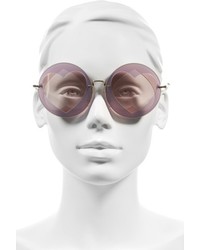 Miu Miu 62mm Heart Inset Round Sunglasses Lilac Mix