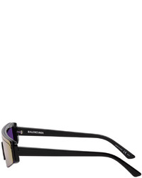 Balenciaga Black Purple Ski Rectangle Sunglasses
