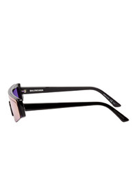 Balenciaga Black Skinny Rectangular Ski Sunglasses