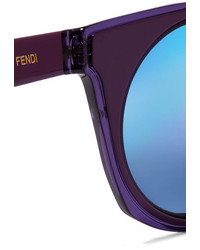 Fendi Cat Eye Acetate Mirrored Sunglasses Purple
